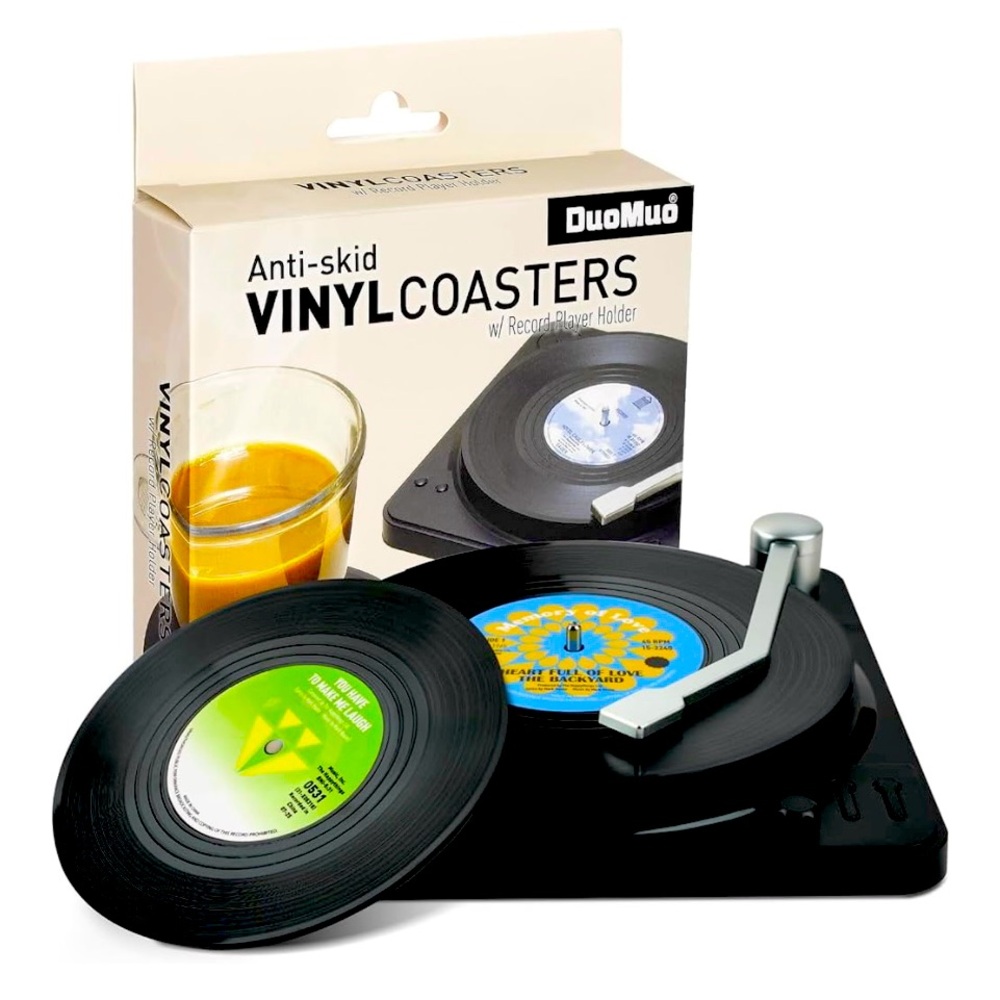 Vinyl record coaster set